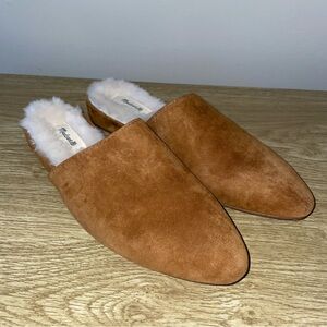 Madewell Kasey Faux Fur Lined Suede Mules